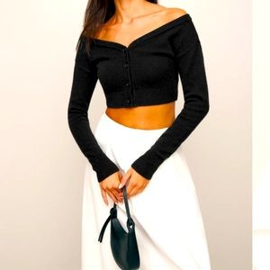 Reformation Millie cashmere off the shoulder cardigan NWT